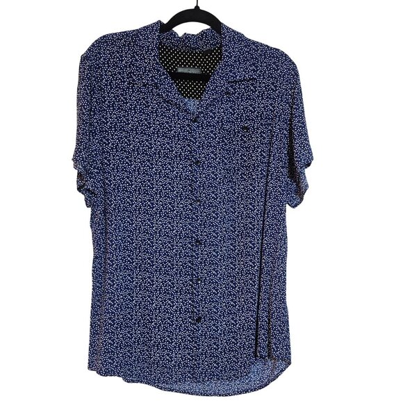 Steve’s Jeans Women’s Navy/White Top L Minimalist Chic Monochrome Patterncore - Picture 2 of 13